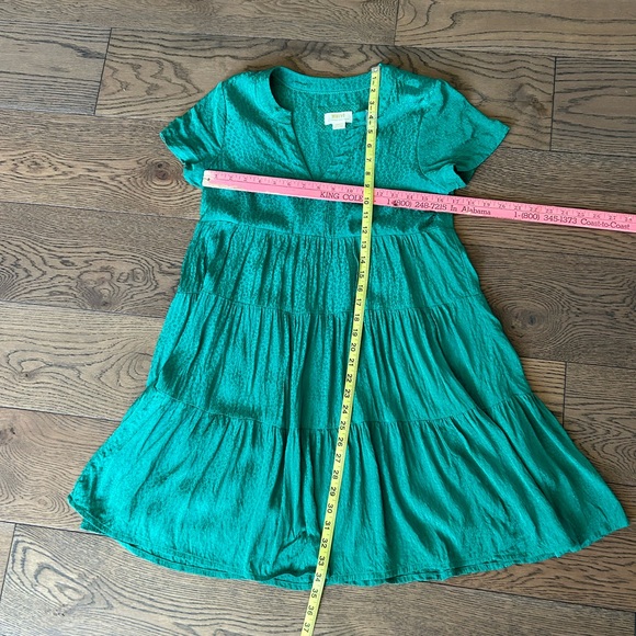 Anthropologie Maeve Tania Sacha Jacquard Tiered Tunic Dress in Green sz Small - Picture 10 of 12